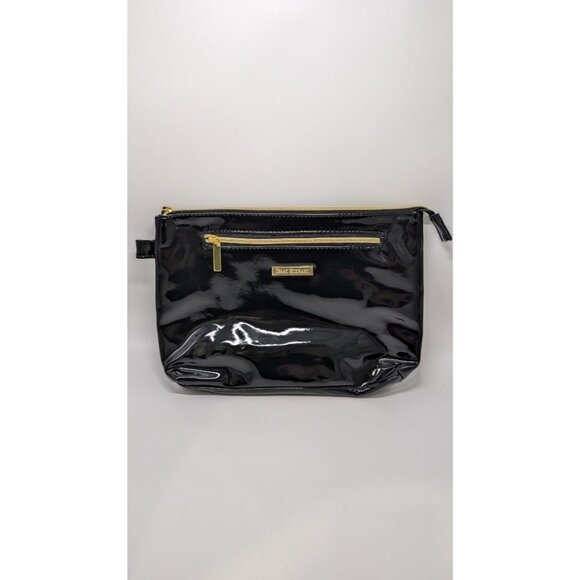 Isaac Mizrahi Black Faux-PVC Zippered Pouch - Picture 1 of 3